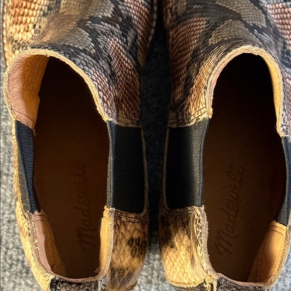 Madewell Snake-Print Ankle Boots in Tan Taupe and Black Size 7.5 - Picture 10 of 16